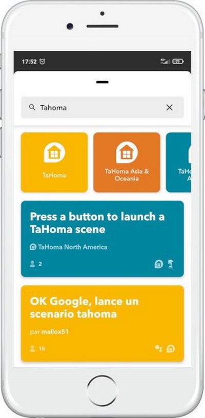 Select TaHoma Somfy in IFTTT App